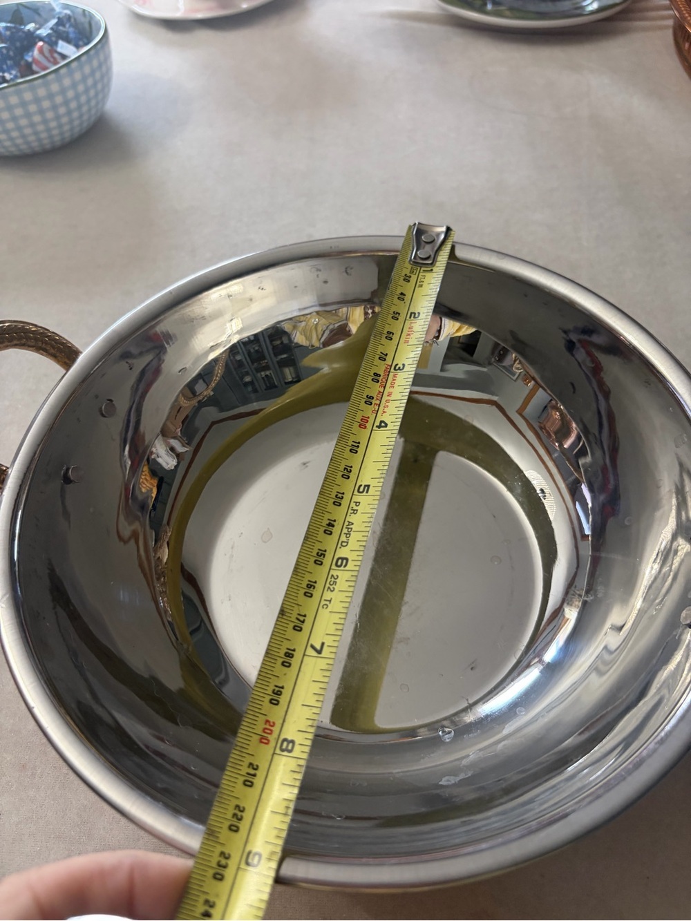 Copper Finish Hammered Serving Bowl with Side Handles - Copper - Picture 3 of 8